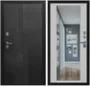 Фото входной стальной двери Regidoors Орбита 3K Z ПВХ чёрная мягкая шагрень панель ПВХ белая мягкая шагрень с зеркалом Z