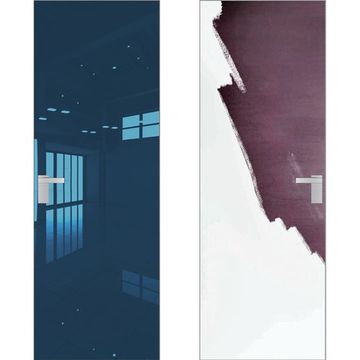 Скрытая дверь 1M внешняя сторона зеркало Blue внутри под покраску
