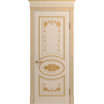 Межкомнатная дверь массив бука Viporte Лацио Ампир ваниль патина золото глухая