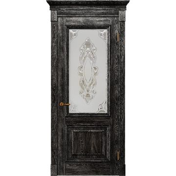 Межкомнатная дверь массив дуба Alvero Екатерина седая ночь остеклённая