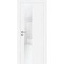 Межкомнатная дверь экошпон PX-6 белая с алюминиевой кромкой с 4-х сторон стекло Lacobel белоснежный