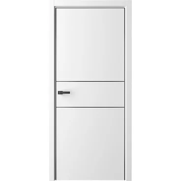 Межкомнатная дверь эмаль Лайн 3 белая глухая чёрная алюминиевая кромка