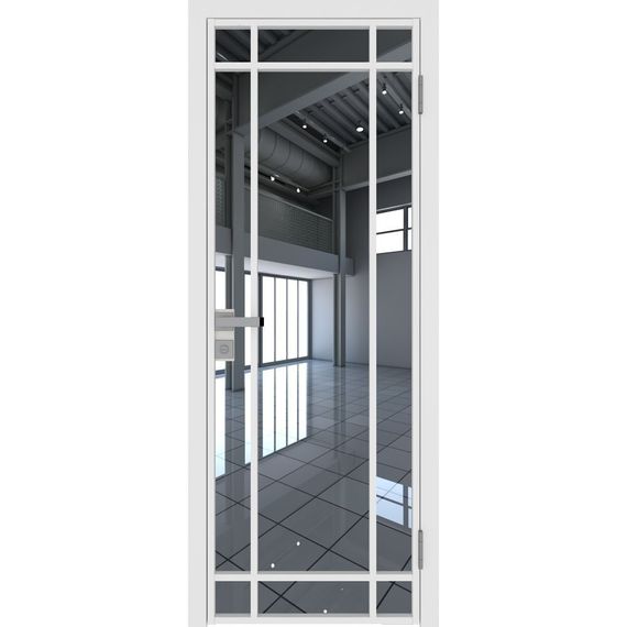 Межкомнатная алюминиевая дверь 5AG белая матовая RAL 9003 остеклённая