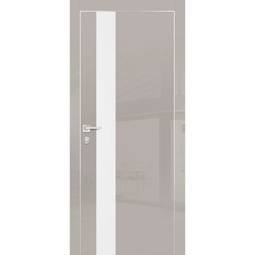 Межкомнатная дверь HGX-10 латте глянец с алюминиевой кромкой со стеклом