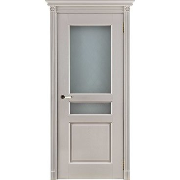 Межкомнатная дверь массив дуба Виктория эмаль слоновая кость остекленная