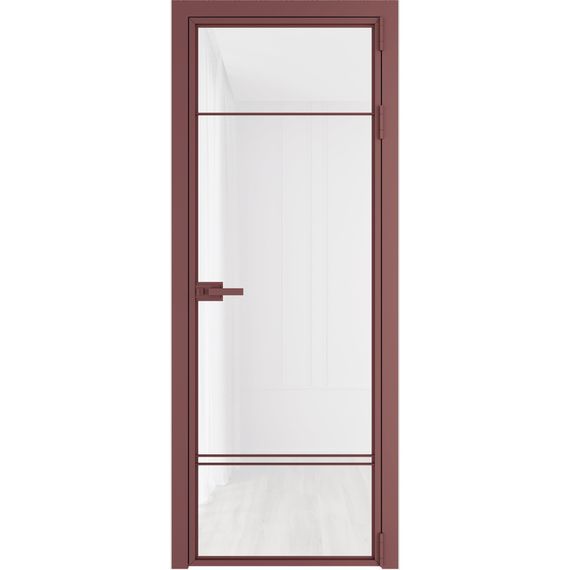 Алюминиевая межкомнатная дверь 4AХ красный антрацит остеклённая