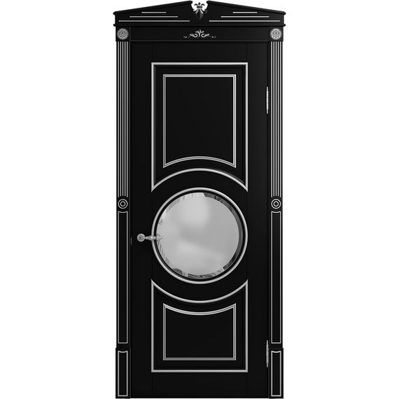 Межкомнатная дверь массив бука Viporte Лацио Амбиенте нуар патина серебро остекление 4