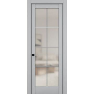 Межкомнатная дверь керамик NC 11 шеллак серый остеклённая