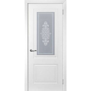 Межкомнатная дверь эмаль Текона Смальта 101 сапфир RAL 9003 остеклённая