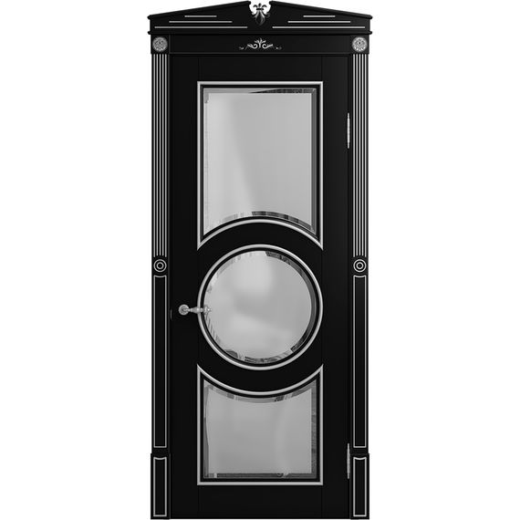 Межкомнатная дверь массив бука Viporte Лацио Амбиенте нуар патина серебро остекление 3