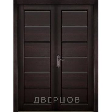 Межкомнатная распашная двустворчатая дверь массив ольхи ОКА Премьер плюс венге остекленная