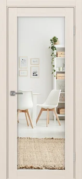 Межкомнатная дверь Турин 501.2 ясень перламутровый с зеркалом