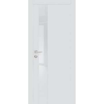 Межкомнатная дверь экошпон Profilo Porte PX-10 агат с алюминиевой кромкой с 4-х сторон стекло Lacobel лунный