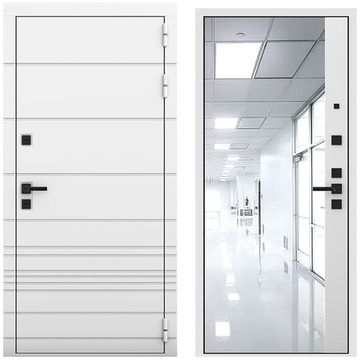 Входная дверь Бионика белый матовый панель зеркало 3D