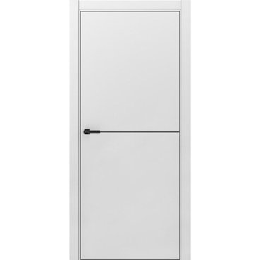 Межкомнатная дверь ПЭТ Silk-1 светло-серая кромка ABS чёрная молдинг