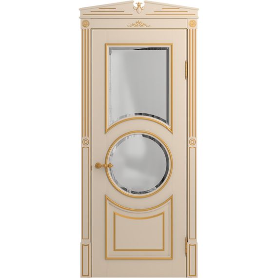 Межкомнатная дверь массив бука Viporte Лацио Амбиенте ваниль патина золото остекление 2