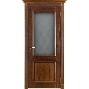 Межкомнатная дверь массив дуба Афина античный орех остекленная