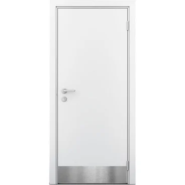 Влагостойкая дверь белая глухая с отбойной пластиной