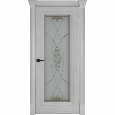 Межкомнатная дверь шпон Тоскана дуб перла со стеклом